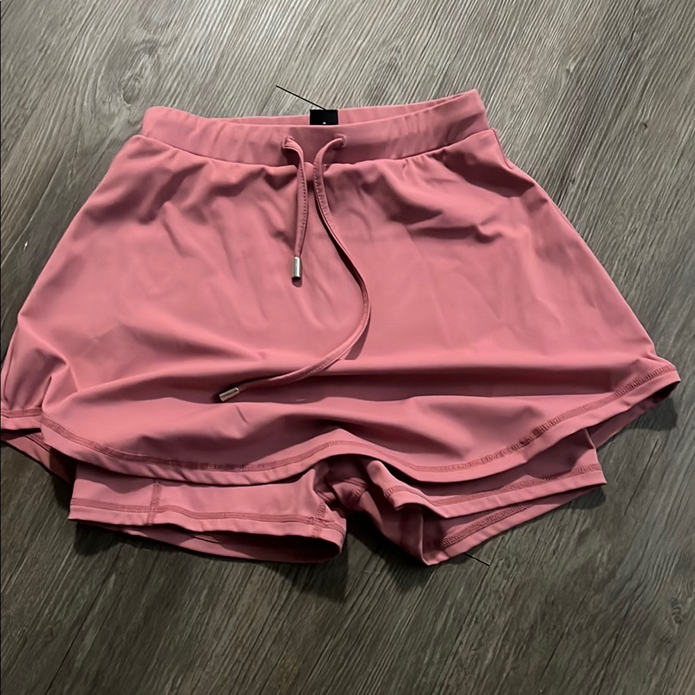 SHEIN Pink Athletic Shorts with Elastic Waistband and Drawstring